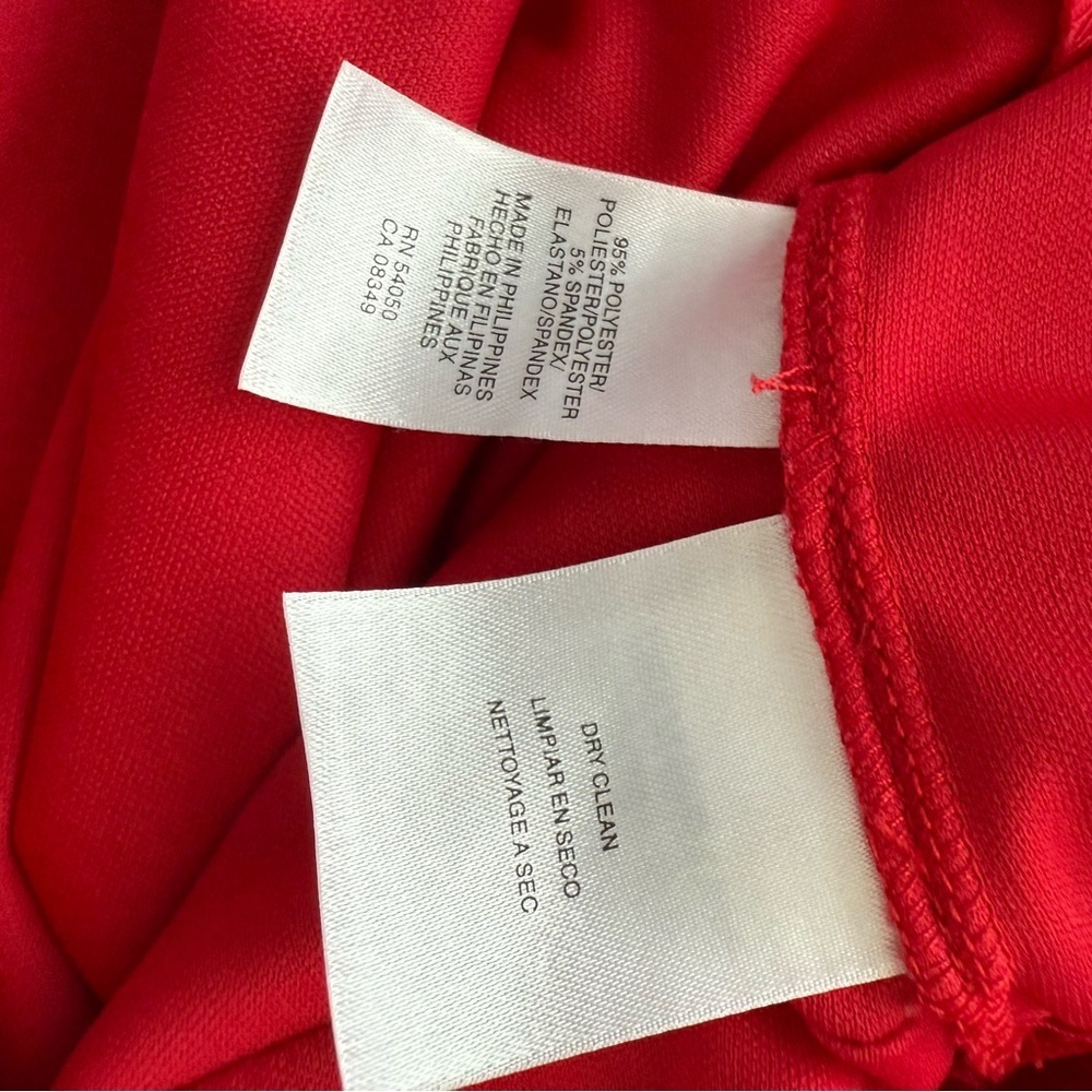 Evan Picone Woman’s Elegant Red Draped Neck Flattering Sheath Midi Dress 12 - Picture 8 of 15
